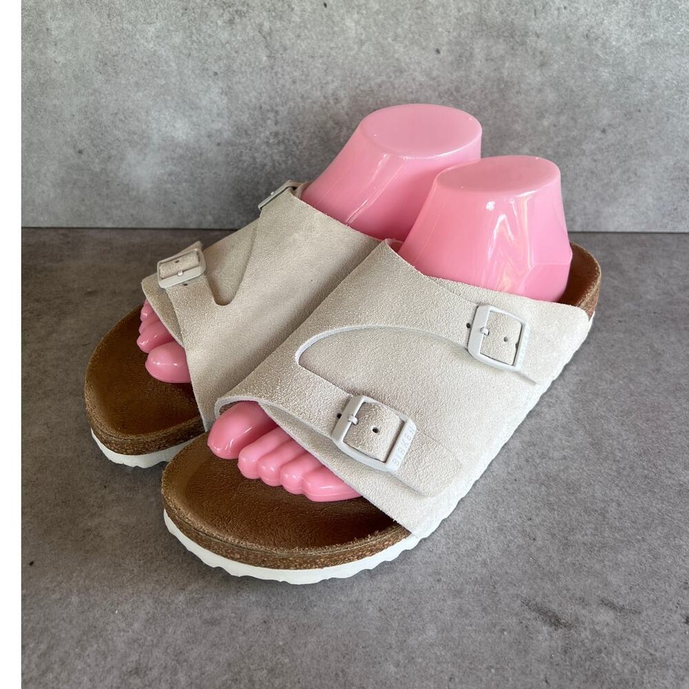 Birkenstock Zurich sandals antique white EU39/US 8-8.5 new no box buckle suede